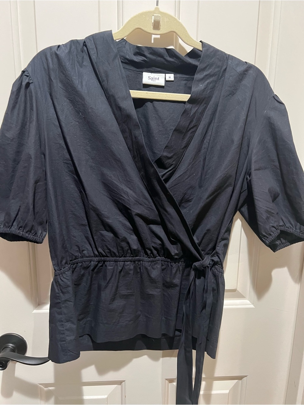 Saint Tropez Black Wrap Blouse